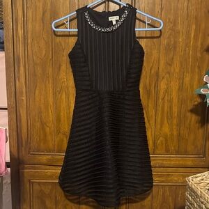 Monteau Black Sleeveless Dress with Silver Accents